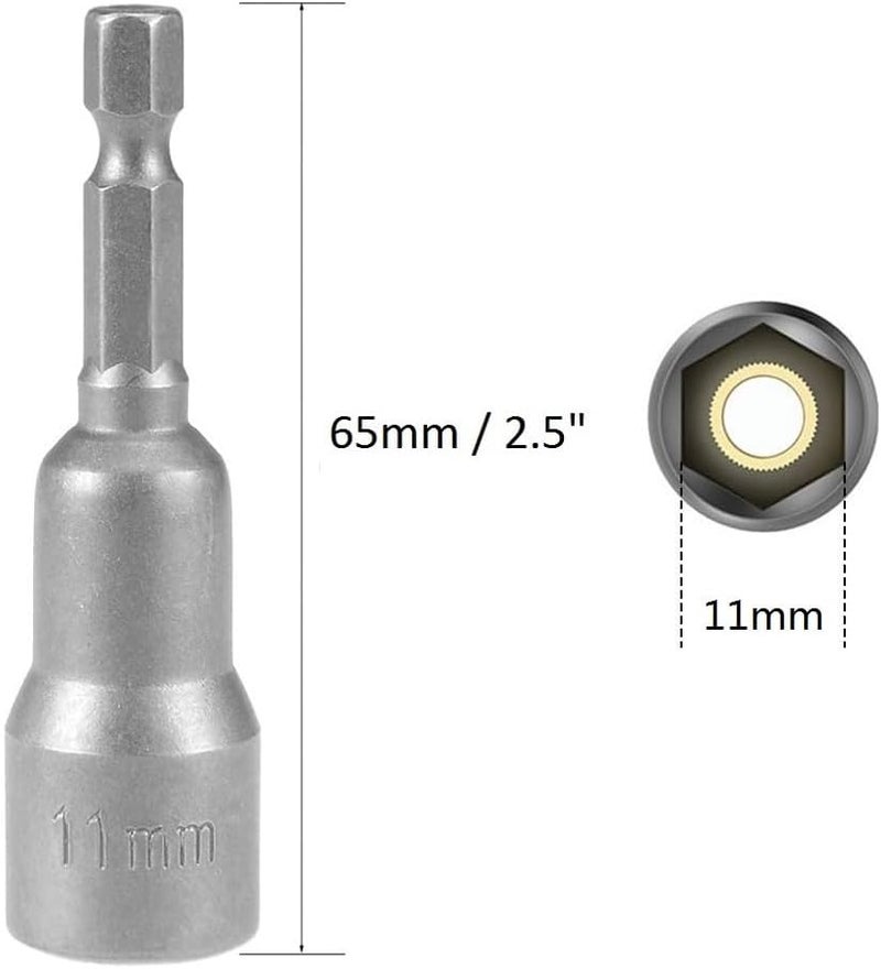 fixinus Store 12mm Quick-Change Driver Bit, Magnetic 1/4" Hex Socket Nut Driver Metric Impact Drill Bit, 65mm Length - Image 2